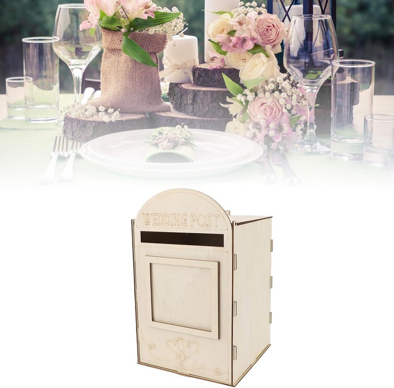 Cliths Wooden Wedding Mailbox Post Box with Lock Retro Wood Card Box for Wedding Reception, Party, Anniversary Decorations Durable DIY Gift Card Holder for Events - Image 5