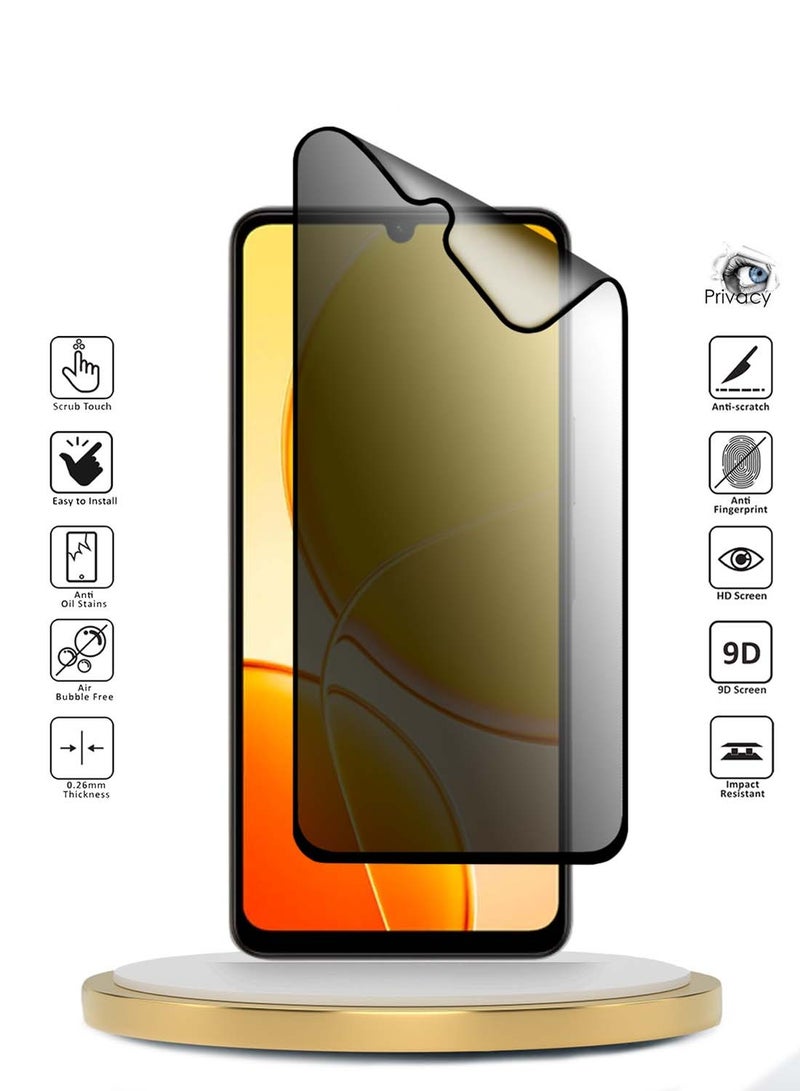 Wtech vivo Y04 4G / vivo Y29s 5G 2025 Premium Nano Ceramic Privacy Full Glue Full Cover Matte Flexible Screen Protector (MSCNMP) - Clear/Black - Image 2