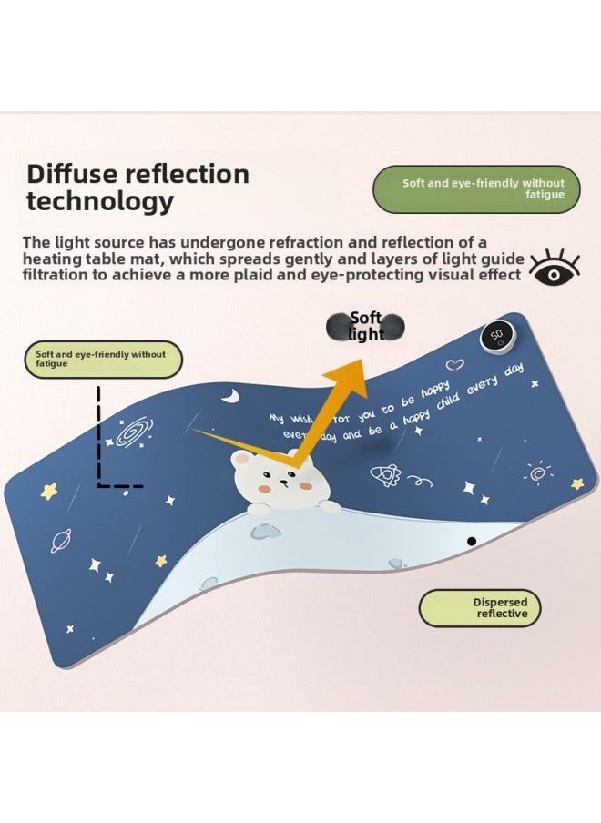 Generic - Heating Mouse Pad Office Desktop Heating Warm Table Mat Students Homework Writing Heating Table Mat Warm Hand Waterproof-Color:80*33 Four-leaf Clover Digital Display Switch-Pattern:Space Bear - Image 1