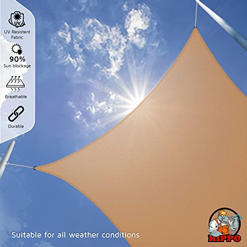 HIPPO Rectangle Shade Sail Affordable & Premium 180 GSM Sun Shade UV Block for Canopy Outdoor Patio Car Parking (Sand, 9.5FTX8FT) - Image 2