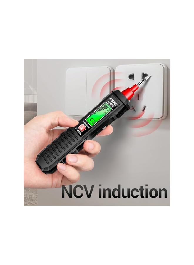 PROMASS VD807 Non Contact Voltage Tester, Electrical Tester Pen, Range AC Voltage, Light Bulb Tester Tools with LCD Display, Flashlight, Pocket-Sized Pen Detector, Buzzer Alarm, Wire Breakpoint Finder, Black  - Image 3