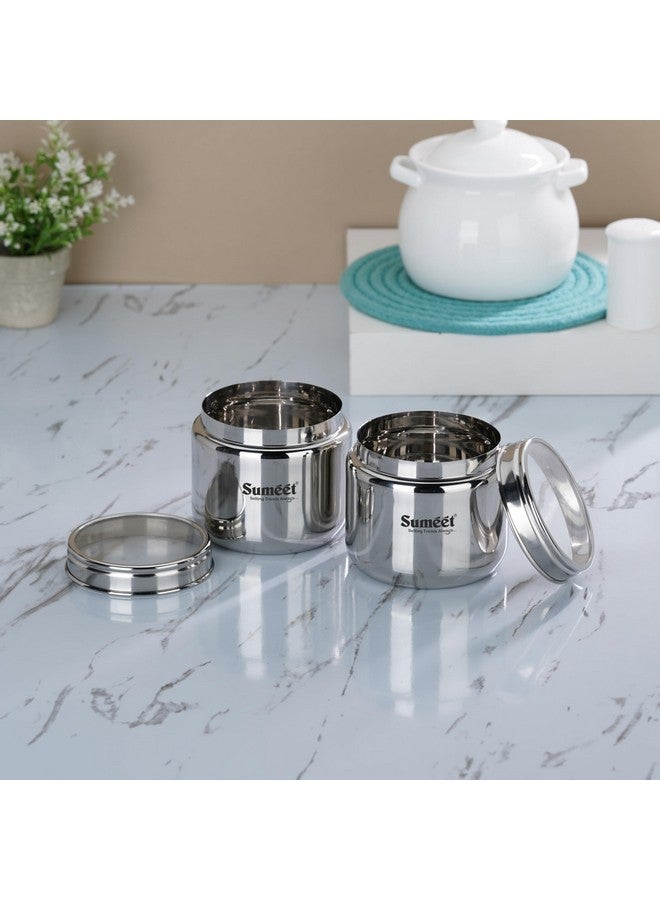 Sumeet Stainless Steel Canisters/Dabba/Storage Containers for Kitchen with See Through Lid, Set of 2 Pcs, 1450ml Each, 13.5cm Dia, Silver - Image 4