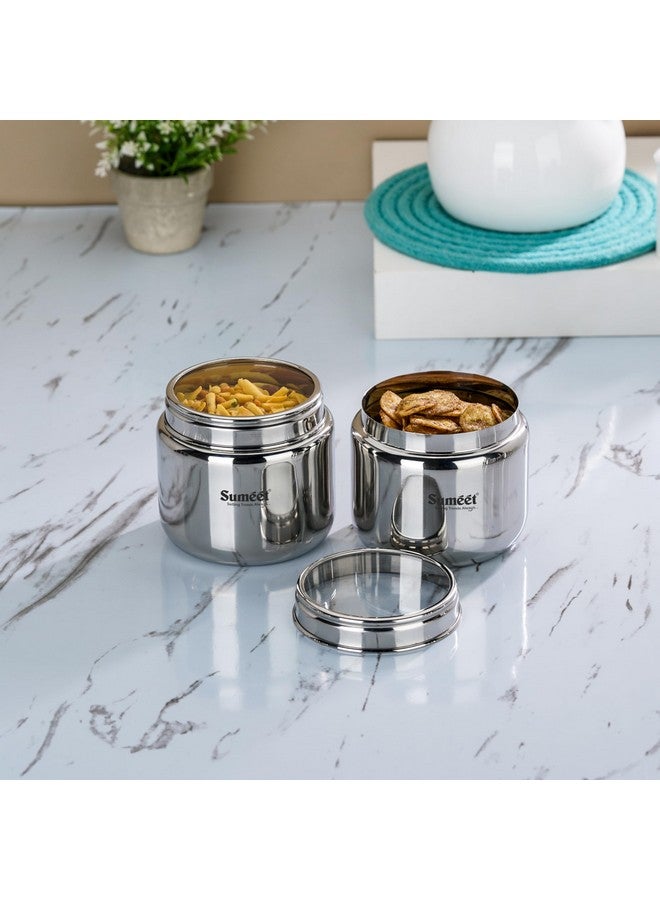 Sumeet Stainless Steel Canisters/Dabba/Storage Containers for Kitchen with See Through Lid, Set of 2 Pcs, 1450ml Each, 13.5cm Dia, Silver - Image 2