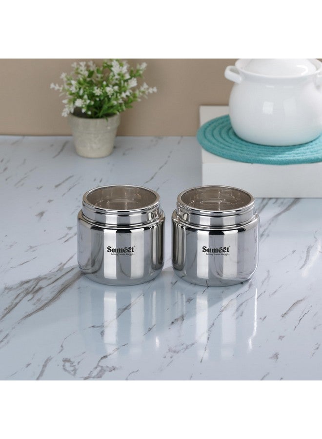 Sumeet Stainless Steel Canisters/Dabba/Storage Containers for Kitchen with See Through Lid, Set of 2 Pcs, 1450ml Each, 13.5cm Dia, Silver - Image 1