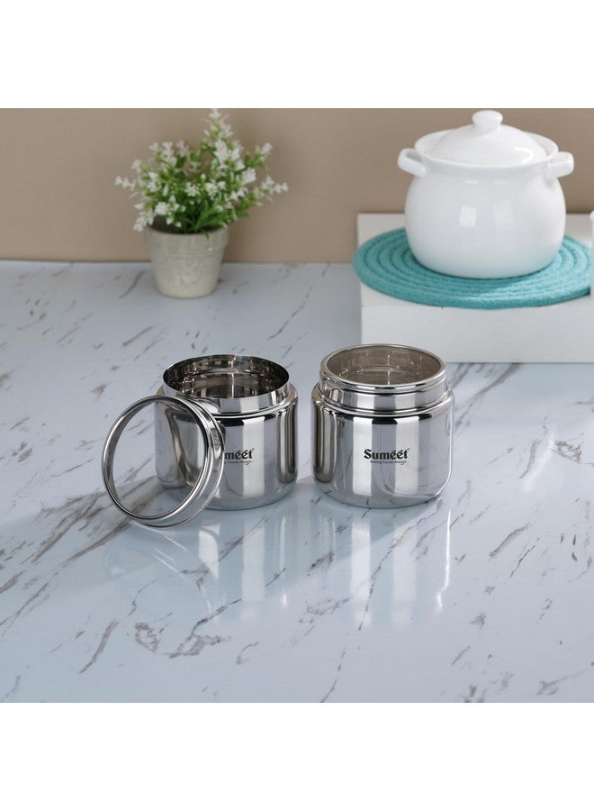 Sumeet Stainless Steel Canisters/Dabba/Storage Containers for Kitchen with See Through Lid, Set of 2 Pcs, 1450ml Each, 13.5cm Dia, Silver - Image 5