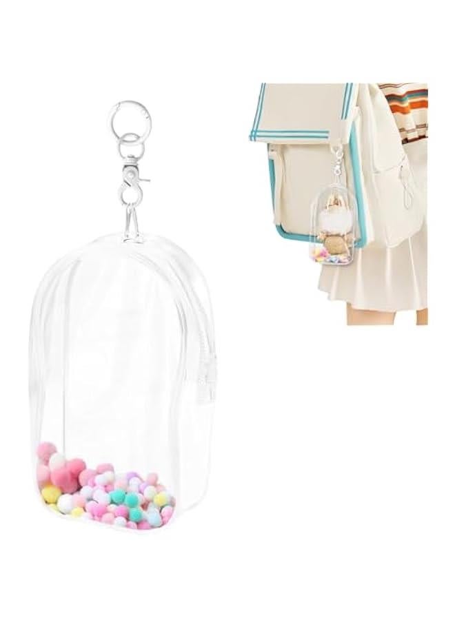 Arabest Clear Figure Display Bag for Labubu, Thickening Figures Storage Bag with Keychain, Medium Doll Hanging Blind Box, Portable Single Zipper Closure Dustproof Collectibles Case for Dolls, Figures  - Image 1