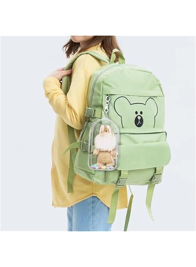 Arabest Clear Figure Display Bag for Labubu, Thickening Figures Storage Bag with Keychain, Medium Doll Hanging Blind Box, Portable Single Zipper Closure Dustproof Collectibles Case for Dolls, Figures  - Image 2