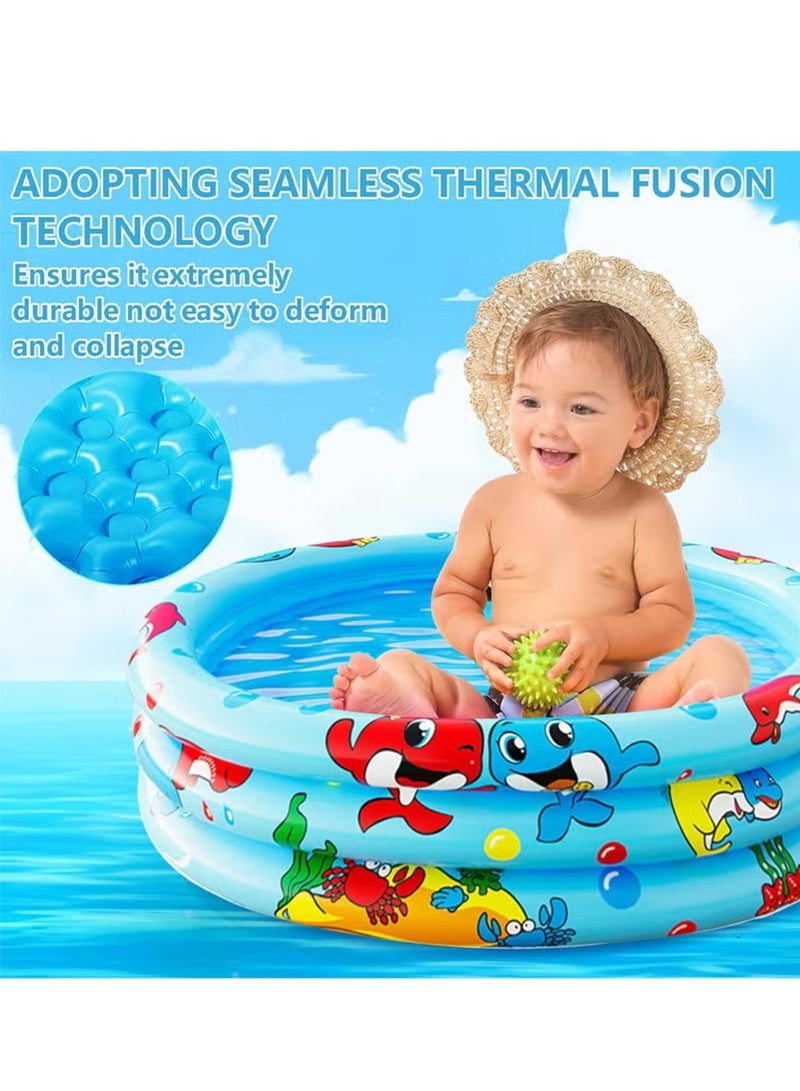 Topyich Inflatable Swimming Pools for Kids,Round Swimming Pool,Portable Children Cartoon Ocean Pool with Little Pump,Kiddie Paddling Pool for Home Outdoor(Blue)  - Image 5