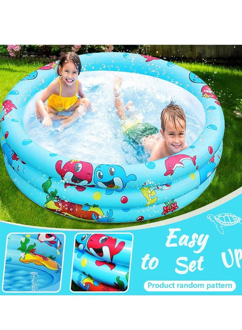 Topyich Inflatable Swimming Pools for Kids,Round Swimming Pool,Portable Children Cartoon Ocean Pool with Little Pump,Kiddie Paddling Pool for Home Outdoor(Blue)  - Image 4