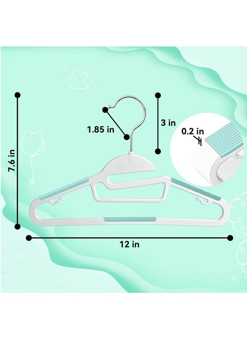 Red Dot Gift Pack Of 30pc WhiteNon-Slip Kids Hangers, Plastic Hangers, S-Slide 12" (30cm) with 360° Swivel Hook Space Saving for Children Closet.  - Image 2