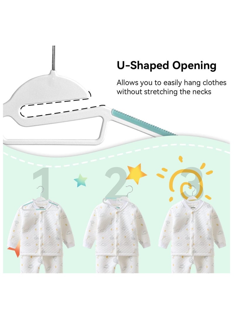 Red Dot Gift Pack Of 30pc WhiteNon-Slip Kids Hangers, Plastic Hangers, S-Slide 12" (30cm) with 360° Swivel Hook Space Saving for Children Closet.  - Image 4