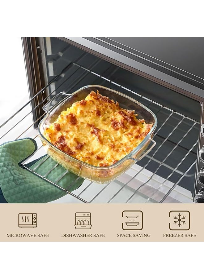 LENND Casserole Dish with Lid, Glass Casserole Cookware, 22CM Square Casseroles Dishs, Glass Small Bowl With Lid, Baking Dishs, Serving Dish Food Container for Cooking, Oven and Microwave Safe (1.2L) - Image 2