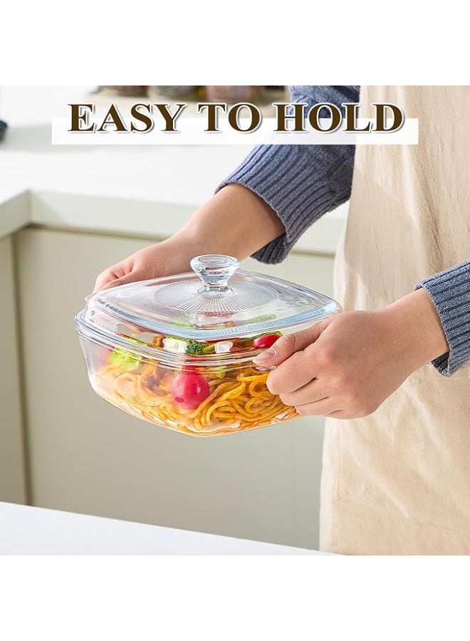 LENND Casserole Dish with Lid, Glass Casserole Cookware, 22CM Square Casseroles Dishs, Glass Small Bowl With Lid, Baking Dishs, Serving Dish Food Container for Cooking, Oven and Microwave Safe (1.2L) - Image 3