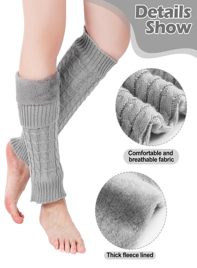 Chuarry Winter Fleece Lined Leg Warmer for Women Knit Long Boot Socks Double Layer Skating Warmth (4, Black, White, Light Gray, Dark Gray) - Image 4