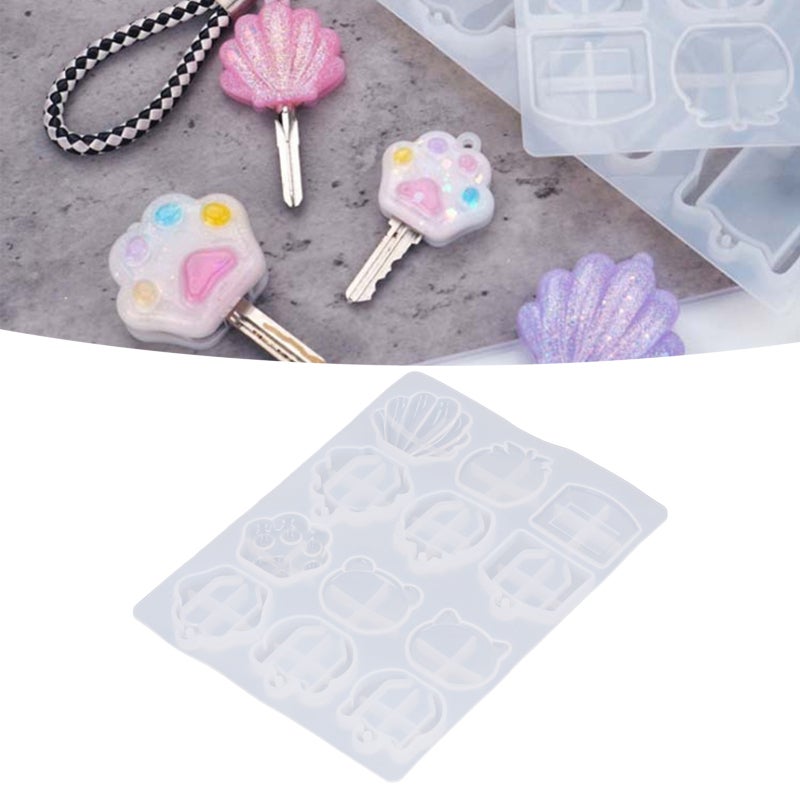 Resin Key Cover Mold: Silicone Material Flexible Translucent Reusable Practical - DIY Making Art Key Cover for Home Door Key Chains Holiday Gift Crafts - Image 1