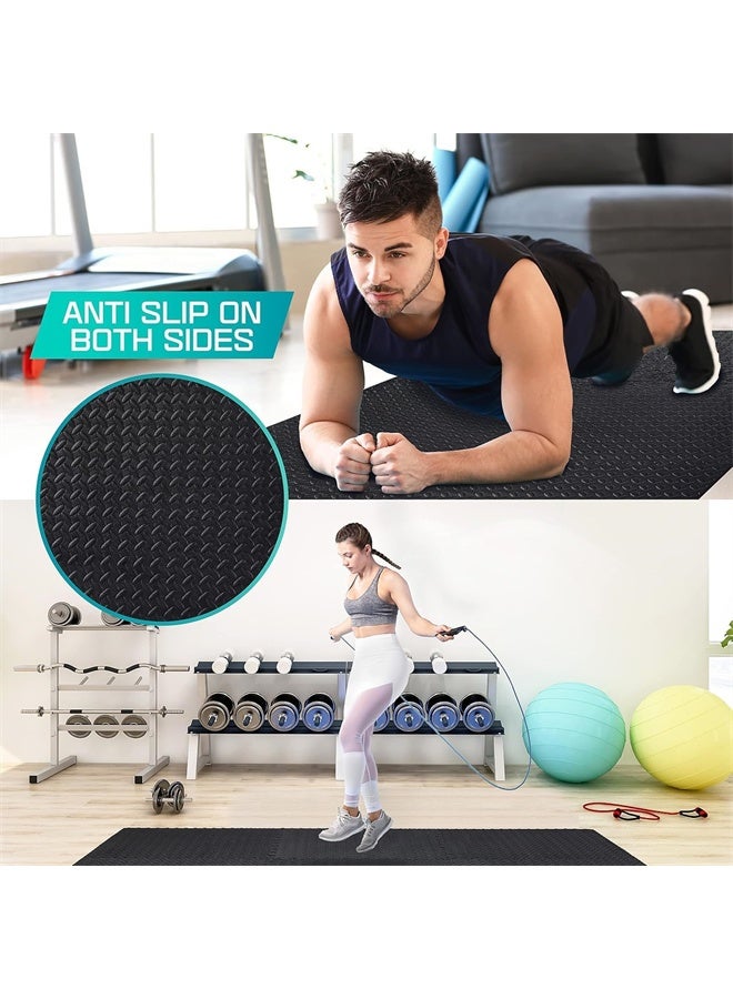 HOMESTAR Pack of 12 Interlocking Foam Mats, Leaf Pattern Mat for Gym, Exercise, Yoga, 30cm*30cm Each Tile, Black - Image 5