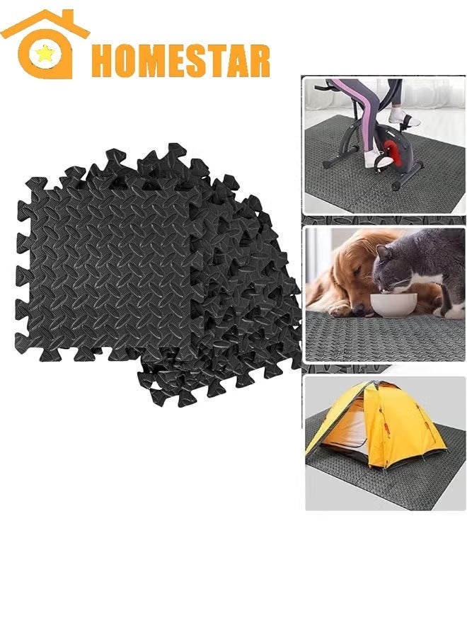 HOMESTAR Pack of 12 Interlocking Foam Mats, for Gym, Exercise, Yoga, 30cm*30cm Each Tile, Black - Image 1