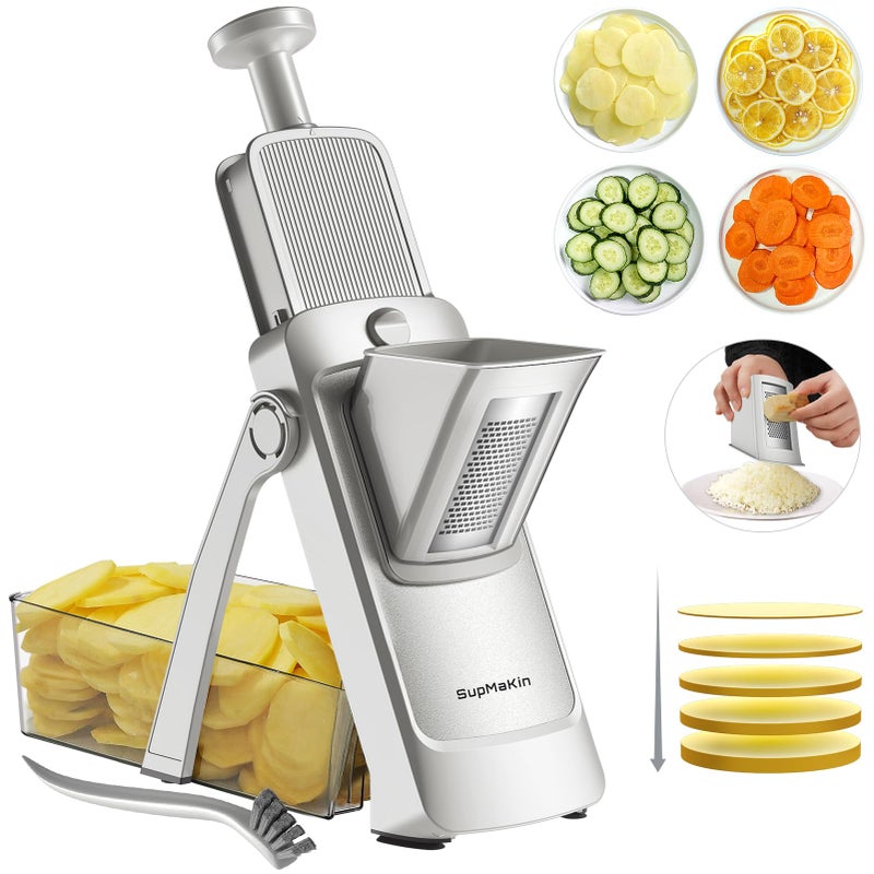 SupMaKin Upgrade Larger Safe Mandoline Slicer with Cheese Grater Potato Slicer for Chips, Vegetable & Food Cutter,Thickness Adjustable 0.1-8 mm, Kitchen Faster Slice (Only Slicer) - Image 1