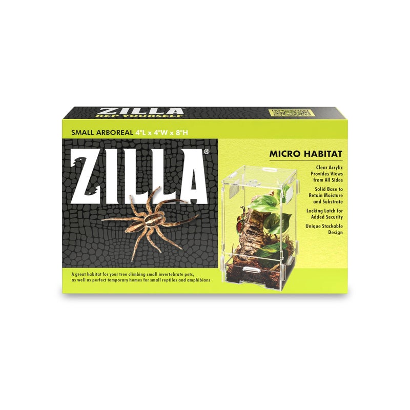 Zilla Micro Habitat Terrarium Arboreal with Locking Latch for Isopods Spiders Insects Small