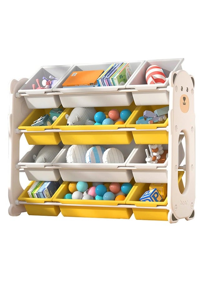 Kids Toy Storage Rack Removable Kids Toy Storage Organizer with 12 Plastic Bins Toy Rack with Bins for Children’s Room 84.5 x 35.5 x 86.5cm