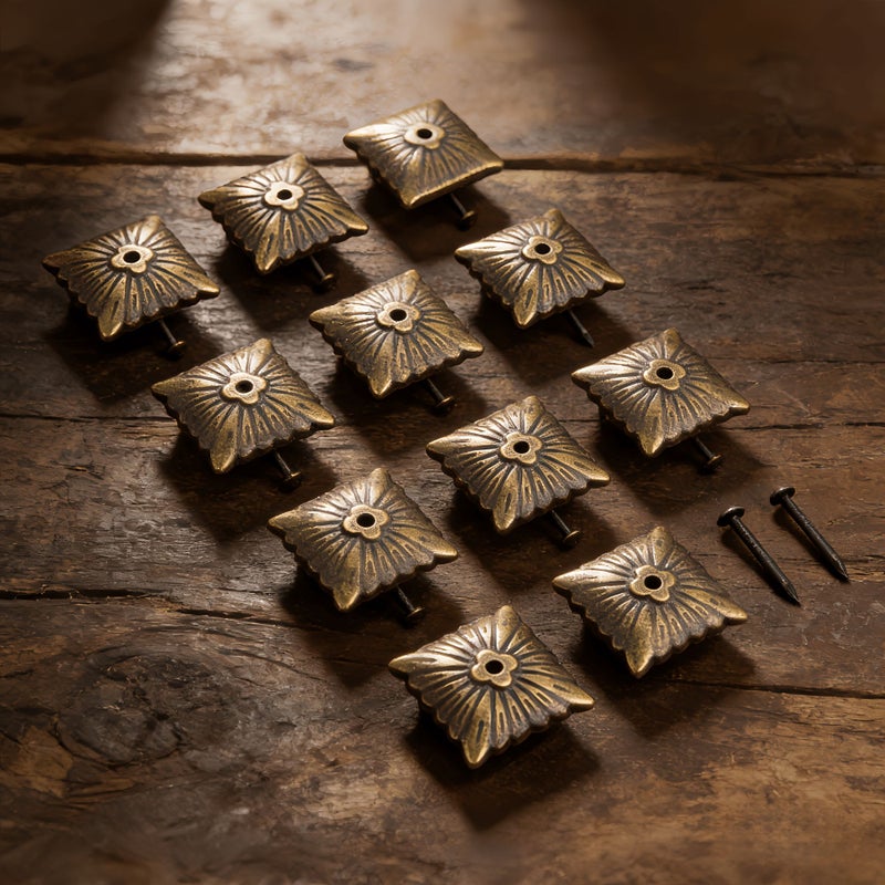 10 قطع مسامير أثاث برونزية ديكور رأس مربع مسامير زخرفية مع براغي تثبيت للأثاث المنزلي وصناعة الكراسي والأريكة ودبابيس الأثاث الجدارية - Image 5