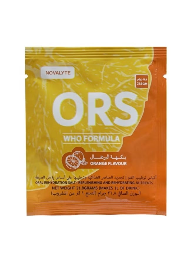Novalyte ORS 10 Sachets – WHO Formula, Orange Flavour – Hydration & Electrolyte SupportG - Image 1