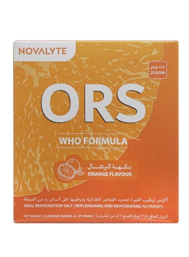 Novalyte ORS 10 Sachets – WHO Formula, Orange Flavour – Hydration & Electrolyte SupportG - Image 2