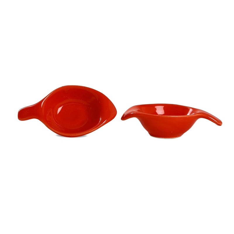 Caffeine Ceramic Handmade Glossy Red Dip And Sauce Set Of 12 - Image 2