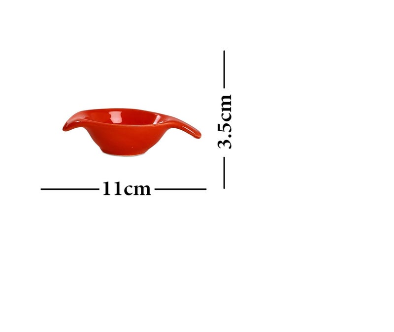 Caffeine Ceramic Handmade Glossy Red Dip And Sauce Set Of 12 - Image 4