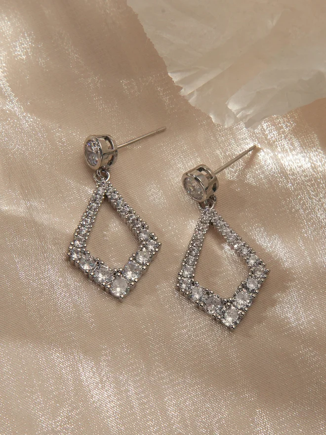 Take Two Embellished Diamond Shape Drop Earrings