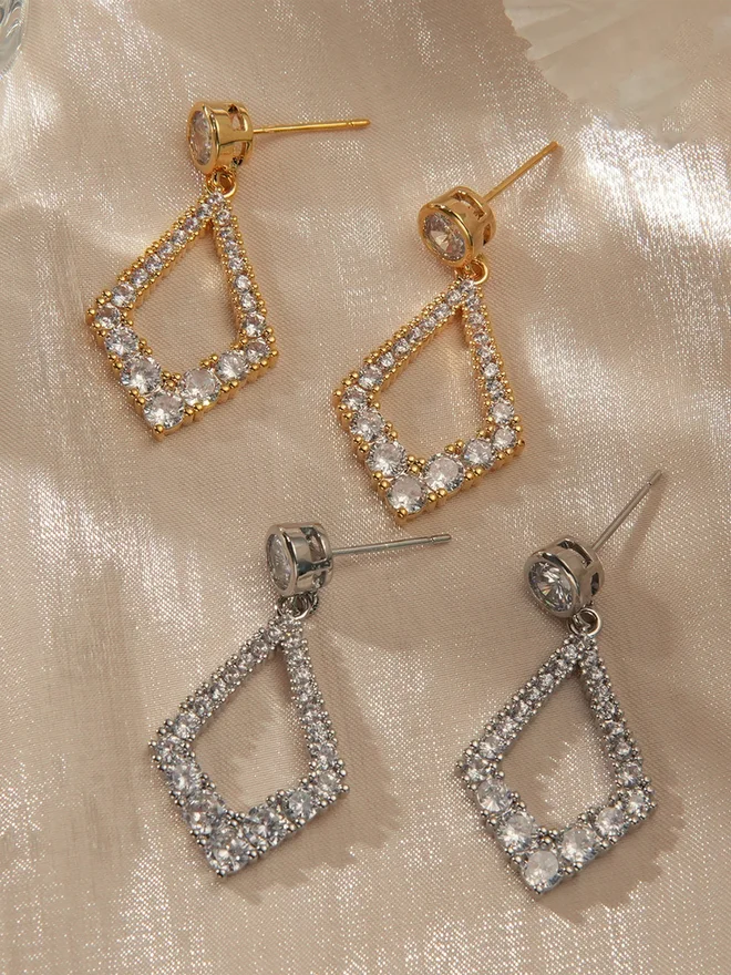 Take Two Embellished Diamond Shape Drop Earrings