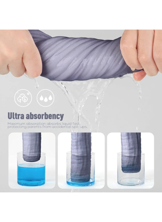 YOOFOSS Yoofoss Muslin Burp Cloths for Baby 10 Pack 100% Organic Cotton Baby Washcloths for Boys Girls Large 20''X10'' Super Soft and Absorbent Fog Blue - Image 4