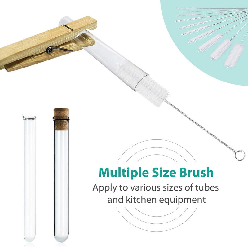 CiaraQ Bottle Cleaning Brushes, 8 Inch Nylon Tube Brush Set, Cleaner for Narrow Neck Bottles Cups with Hook, Set of 10pcs. - Image 5