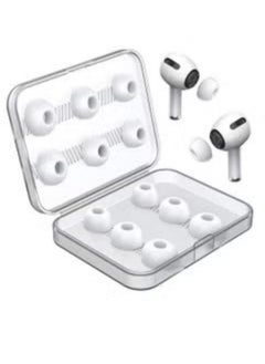 Ocean Ear Tips Replacement Silicon Tips Compatible for Airpods Pro, Fit in The Charging Case, Anti-Slip Reducing Noise in-Ear Eartips, White Ear Buds with Portable Storage Box 6 Pairs (S/M/L)  - Image 1