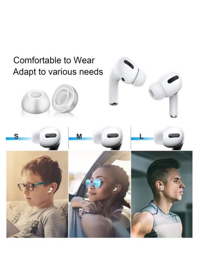 Ocean Ear Tips Replacement Silicon Tips Compatible for Airpods Pro, Fit in The Charging Case, Anti-Slip Reducing Noise in-Ear Eartips, White Ear Buds with Portable Storage Box 6 Pairs (S/M/L)  - Image 4