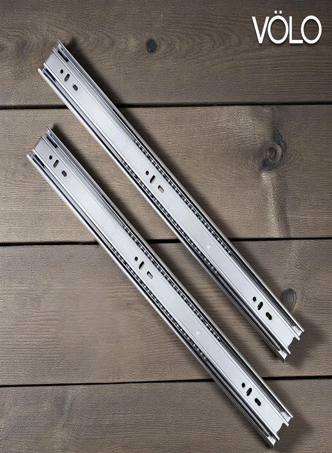 Volo Heavy Duty Drawer Slides, Full Extension Ball Bearing Runners | Pack of 2 Piece | Channels for Kitchen Cabinets, Wardrobes, and Dressers (Stainless Steel, 18 Inch) - Image 3