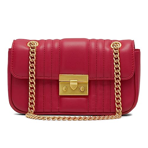 Miraggio Naomi Solid Quilted Crossbody Bag With Convertable Sling Strap For Women, Red - Image 1