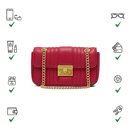 Miraggio Naomi Solid Quilted Crossbody Bag With Convertable Sling Strap For Women, Red - Image 3