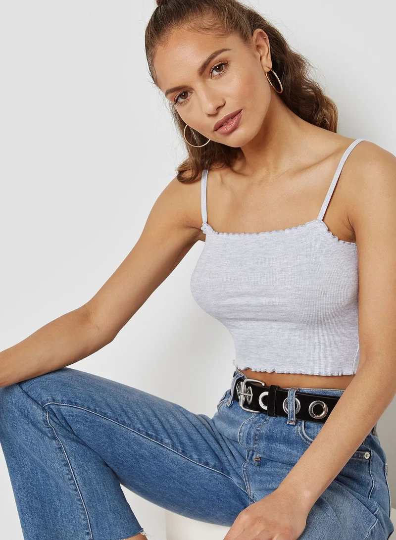 TOPSHOP Lettuce Hem Crop Top