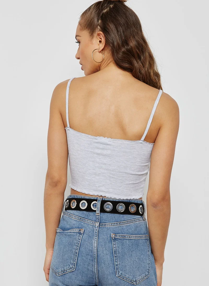 TOPSHOP Lettuce Hem Crop Top