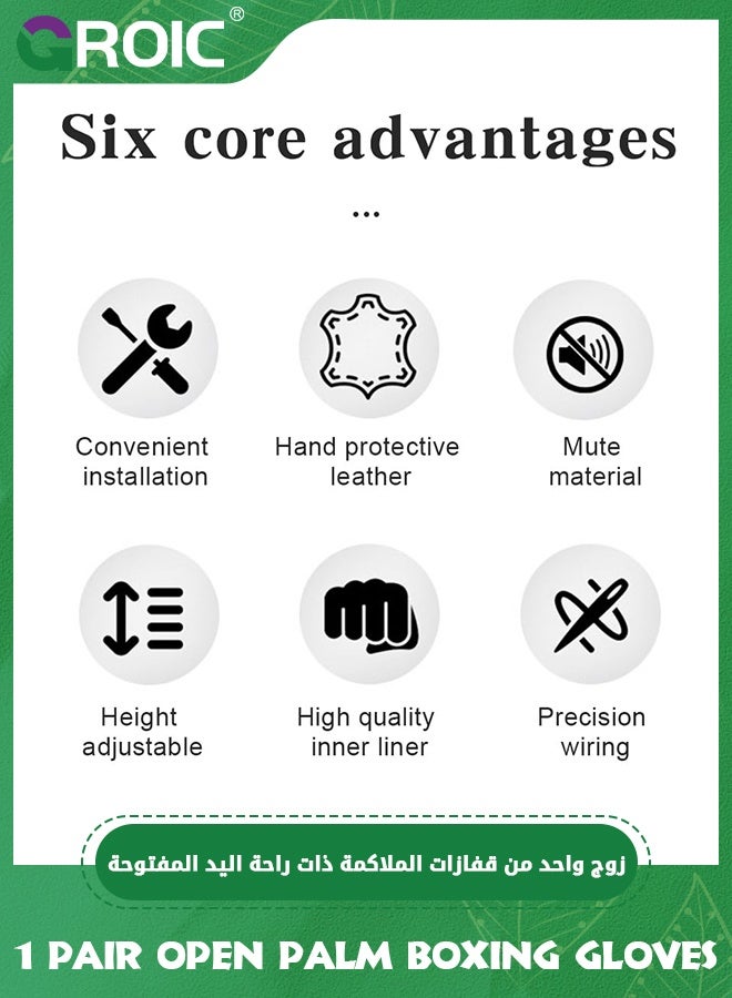 GROIC 1 Pair Open Palm Boxing Gloves for Men and Women, Sparring Gloves with Open Breathable Palm Hybrid MMA Gloves, MMA Training Gloves for Kickboxing, Grappling, Cage Fighting and Martial Arts - Black - Image 2