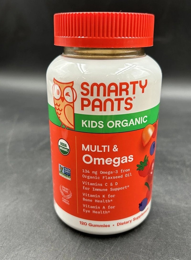 SmartyPants Kids Organic, Multi & Omegas Gummies,120 Gummies