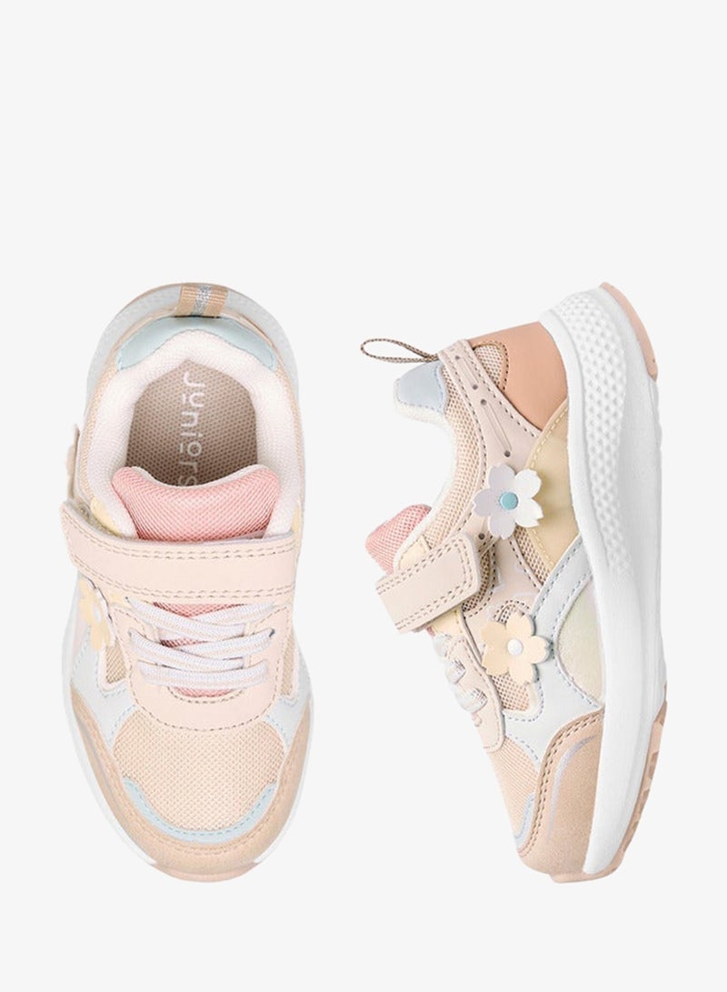 JUNIORS Floral Accent School Sneakers With Hook And Loop Closure - Image 3