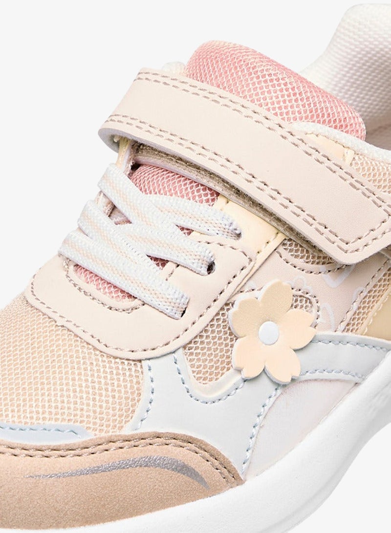 JUNIORS Floral Accent School Sneakers With Hook And Loop Closure - Image 4