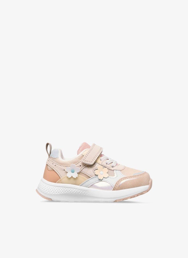 JUNIORS Floral Accent School Sneakers With Hook And Loop Closure - Image 1