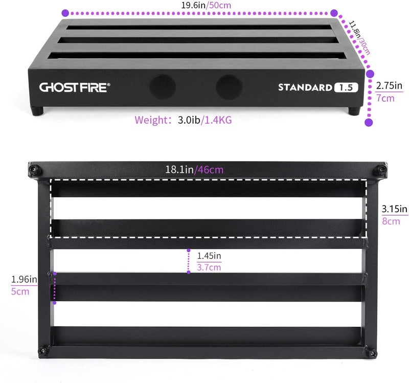 GHOSTFIRE Ghost Fire Guitar Pedal Board Aluminum Alloy 3.0lb Effect Pedalboard 19.6"x11.8" with Carry Bag,V series (V-STANDARD 1.5) - Image 2