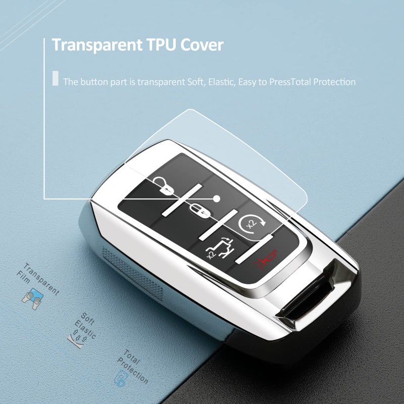 ZSPDACC ZSPDACC Compatible with Ram Key Fob Cover Silver car Key Chain Case Holder Protector 1500 Classic 2500 3500 Laramie ProMaster 1500 ProMaster 2500 ProMaster 3500 ProMaster City Dodge accessories - Image 2