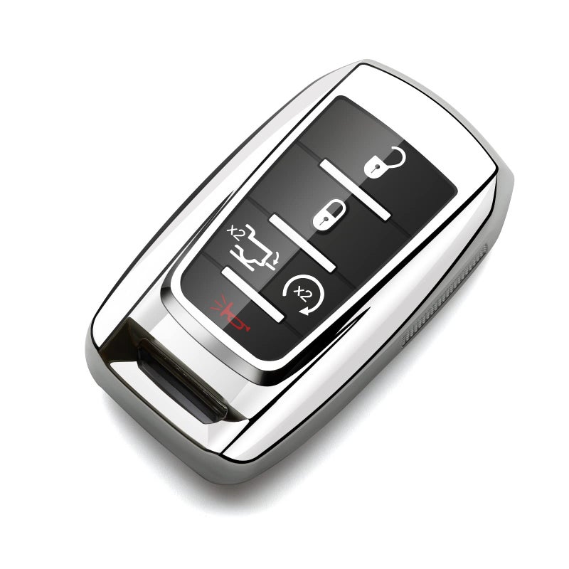 ZSPDACC ZSPDACC Compatible with Ram Key Fob Cover Silver car Key Chain Case Holder Protector 1500 Classic 2500 3500 Laramie ProMaster 1500 ProMaster 2500 ProMaster 3500 ProMaster City Dodge accessories - Image 1