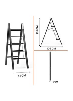 Generic 5 Step Folding Ladder: Wide Pedal, Lightweight Metal - Portable Ladder (Metal)(5 Steps)  - Image 2
