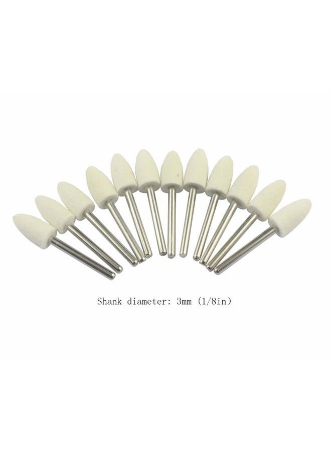 Luo ke 8mm Diameter Bullet shape Polishing Buffing Wheels Wool Felt Mounted Mandrel Grinding Bits Grinder Head Rotary Tool Accessories Drill Tools Attachment - 1/8 Inch Shank - Image 4